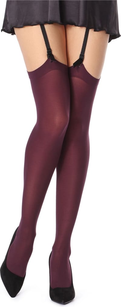 Bellivalini Dames Hold-Up Kousen - 60 Denier - Licht glanzend - Microvezel - Polyamide - BLV-FI-1007 - Bordeaux - XS-S