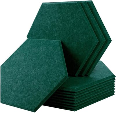 Geluidsabsorberende panelen, 12 stuks, wandabsorptie voor thuisopname, studio, akoestische isolator, deurafdichting, strips (31 donkergroen, klein zeshoekig, 0,8 cm medium dichtheid)