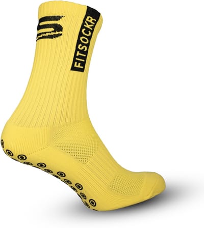 FitSockr Gripsokken Voetbal - Sportsokken - Grip socks - Voetbalsokken - Padel sokken - Antislip Sokken Heren/Dames/Kind - One - Geel - Maat 32-36