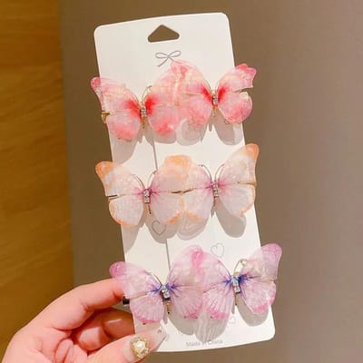 Lot de 6 pinces à cheveux princesse papillon pour fille, mignonnes, super fées, ornements pour cheveux, accessoires pour cheveux brown