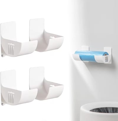Wandgemonteerde Afvalzak Houder - 2 paar - Wandmontage Opbergrek - Vuilniszak Opbergdoos - Keuken Organizer - Afvalzak Dispenser Houder - afvalzakdispenser - Muur Gemonteerde Plastic Zak Organizer - Voor Keuken Badkamer organisatie - Wit