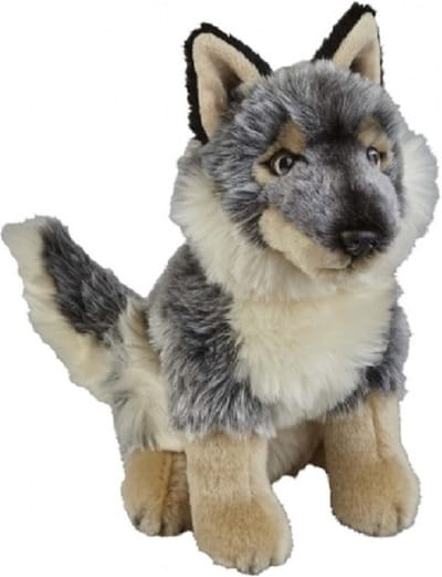Ravensden Pluche knuffel - wolf/wolven - grijs - 28 cm - bosdieren knuffel