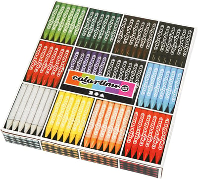 Colortime Kleurkrijt, L: 10 cm, dikte 11 mm, diverse kleuren, 12x24 stuk