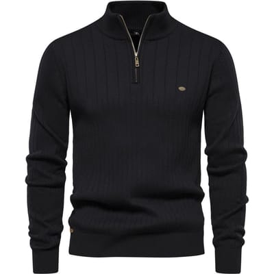 Herfst en Winter Nieuwe Opstaande Kraag Heren Trui Halve Rits Effen Kleur Trui Herenkleding 2XL
