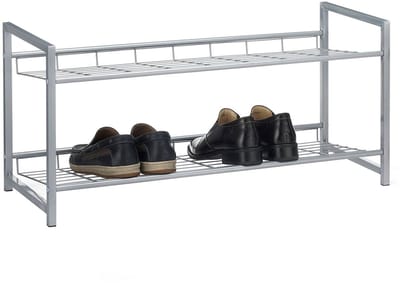 Schoenenrek SYSTEM, zilver gelakt, 2 vakken