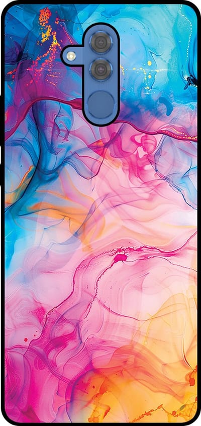 Smartphonica Telefoonhoesje Geschikt voor Huawei Mate 20 Lite met Regenboog Acryl Marmer Opdruk - TPU Backcover Case Rainbow Acrylic Marble Design geschikt voor Huawei Mate 20 Lite