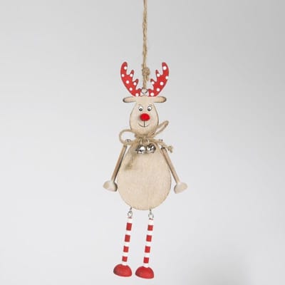 Sass & Belle kersthanger - Rudi Reindeer in stripey stockings