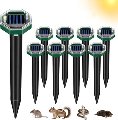 8 Stuks Zonne-Energie Mollenverjagers - Sonische Mollenpennen - Solar Muizenverjager - Solar Mollenverjager - Anti Muizen Verjager - Diervriendelijk - Waterdicht - Voor Slangen, Goffers en Woelmuizen - Voor Gazon, Tuin en Erf