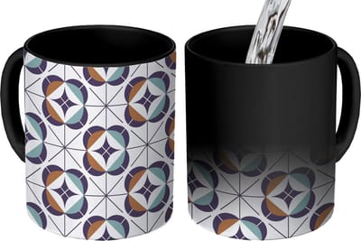Magische Mok - Foto op Warmte Mokken - Koffiemok - Retro - Design - Geometrie - Magic Mok - Beker - 350 ML - Theemok