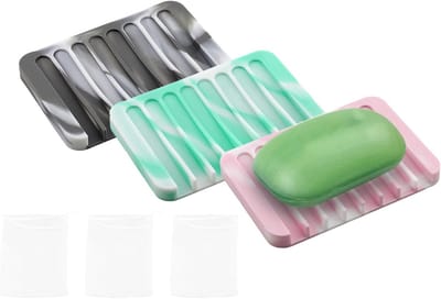 Multifunctionele Silicone Zeepdoos - 3 Stuks Kleurige Waterdichte Zeephouder voor Badkamer en Keuken, Perfect voor Organisatie en Opslag