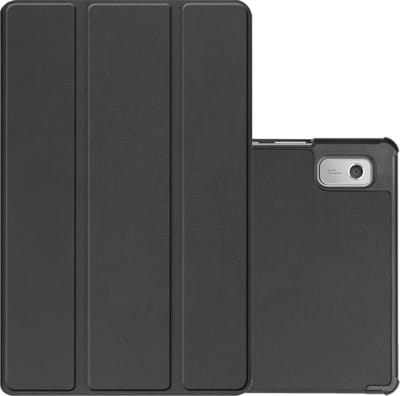 Hoes - Geschikt voor Lenovo Tab M9 - Dun & Stevig - Trifold Bookcase - Hard Cover - Hardcover Book Case - Tablet Hoesje - Zwart