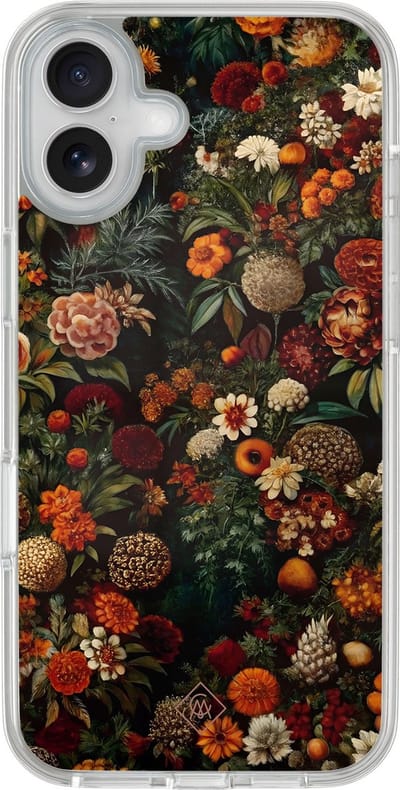 Casimoda® hoesje - Geschikt voor iPhone 16 - Exotic Garden - 2-in-1 case - Schokbestendig - Bloemen - Verhoogde randen - Multi, Transparant