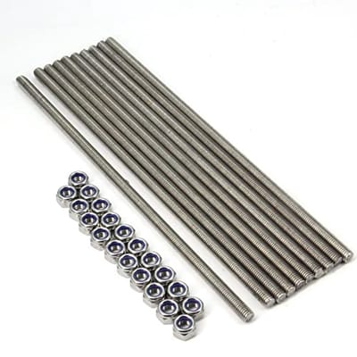 M8 x 250 mm Volledig Schroefdraad Staven met Borgmoeren - 10 Stuks