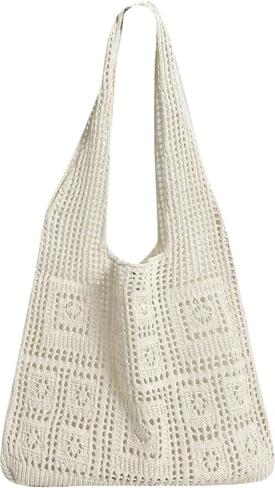 Dailygoods - Vintage Strandtas voor Dames - Ruime Netgebreide Schoudertas voor Winkelen en Reizen