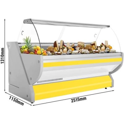 GGM Gastro Kühl-/ Fleischtheke - 2500mm - Gelb - mit Fleischlicht & beleuchteter Frontblende