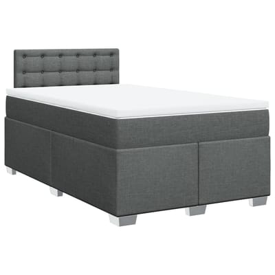 vidaXL - Boxspring - met - matras - stof - donkergrijs - 120x200 - cm