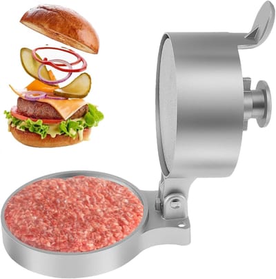 Burger Pers - Patty Maker - Hamburgers Maken - Antiaanbaklaag - 11 cm Diameter - Zilver