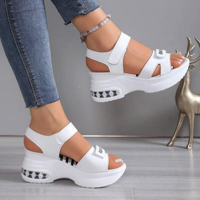 Zomer   Dames Buiten Sport Magic Tape Sandalen Stijlvolle Klittenband Slippers voor Vrouwen 35 white