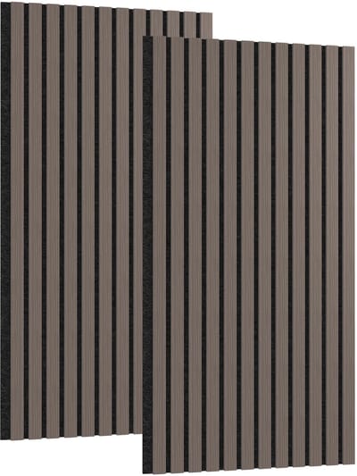 ACXIN Akoestische Wandpanelen Set 2 Stuks - Houten Wandbekleding van Echt Hout Fineer - 3D Lamellen Akoestische Panelen - 120x60 cm Geluidsabsorberend Wandpaneel - Voor Woonkamer Kantoor Studio - Walnoot