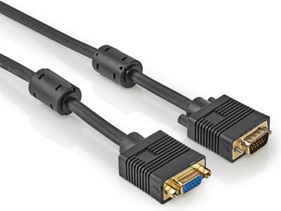 VGA verlengkabel - 1920 x 1080 - Ferrietkern - 2 meter - Zwart - Allteq
