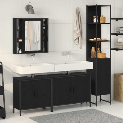 vidaXL - Badkamermeubel - Set - 4 - st - Zwart - Bewerkt - hout