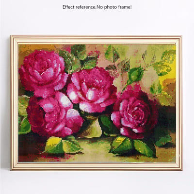 Diamantmozaïek Verkoop Bloemen Diamant Schilderij Volledige Ronde Aankomst Bloemenfoto's 20X30 pink