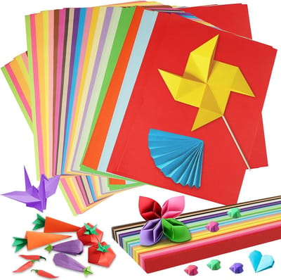 SnelShoppen - 100 Vellen Kleurrijk A4 Papier (70 g/m², 20 Kleuren) + 640 Sterren Papieren Strips voor Origami, Dubbelzijdig Gekleurd Knutselpapier voo