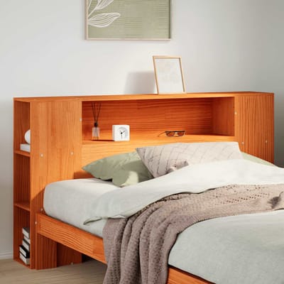 vidaXL - Hoofdbord - met - opbergruimte - 150 - cm - massief - grenenhout - wasbruin