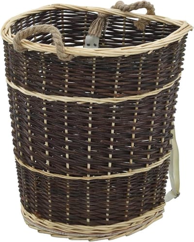 Houtmand Draagtas - Opbergmand - Haardhout Opslag - Met Draagbanden - 44.5 x 37 x 50 cm - Natuurlijk