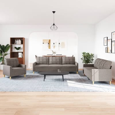 vidaXL - 3-delige - Loungeset - stof - taupe