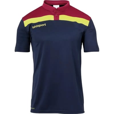 Uhlsport Offense 23 Polo Kinderen - Marine / Bordeaux / Fluogeel | Maat: 140