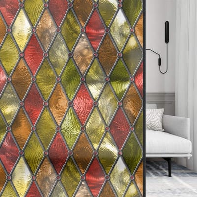Raamfolie statisch- Glas-in-lood raamfoli- Zelfklevend & Statisch Hechtend-Raam privacy folie- Raamfolie - Decoratieve Folie voor Ramen-goede privacy -voor thuis keuken , woonkamer , badkamer-90x58cm- PVC