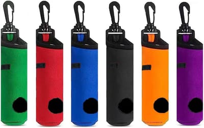 Set van 6 Neopreen Golfballen Tassenhouder met Clip voor aan Riem - Diverse Kleuren