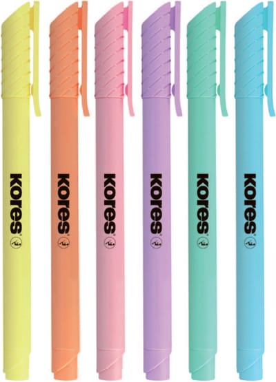 Tekstmarker Kores High Liner Pastel, beitelpunt 3mm, set 6 stuks