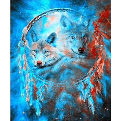 Diamant borduurwerk schilderij borduurpakketten muur mozaïek Wolf totem Home decor cadeau 20X30CM white