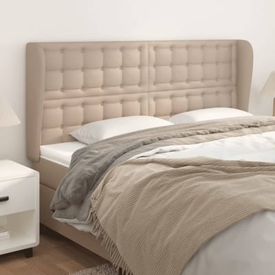 vidaXL - Hoofdbord - met - randen - 183x23x118/128cm - kunstleer - cappuccinokleur