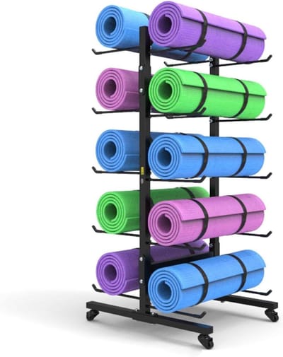 Yogamathouder - Opberger Rek - Sportspullen Organiseren - Ruimtebesparend Ontwerp - 5 Lagen - Zwart