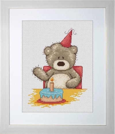 Luca-S - Borduurpakket - Bruno Beer verjaardag - 13x18 cm - Aida stof - B1040