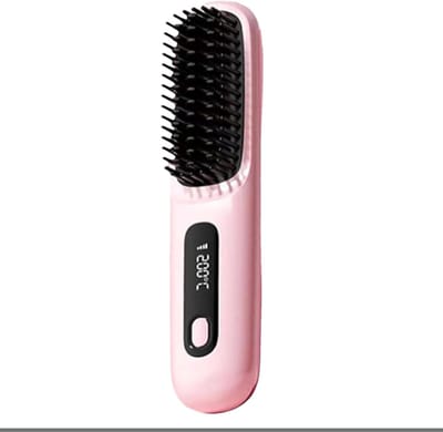Draadloze stijltang, draagbare mini-stijltang, 3 temperatuurstanden, led-display, USB-opladen, snel opwarmen, onmisbaar op reis (roze)