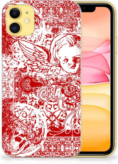 Silicone Back Case Apple iPhone 11 Angel Skull Rood