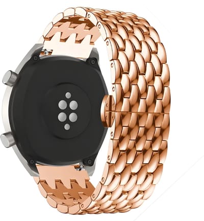 Innerlight® Brilliance - Rose Goud - 20mm Smartwatchband - Metalen Smartwatchbandje - Metalen Horlogebandje geschikt voor Samsung Galaxy Watch 7 / 6 / 5 / Pro / 4 / 3 / Active 2 - Polar Ignite / Unite – Huawei - Garmin