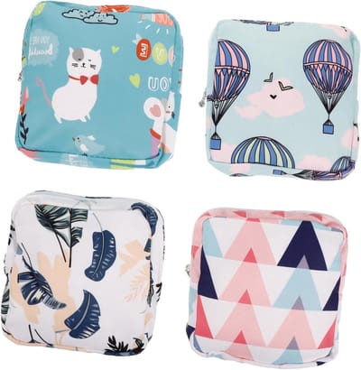 Opbergtasjes Menstruatiepads - Maandverband etui - Hygiëne Organiseren - Waterdicht Lichtgewicht - 13 x 13 x 3 cm - Assorti Kleuren
