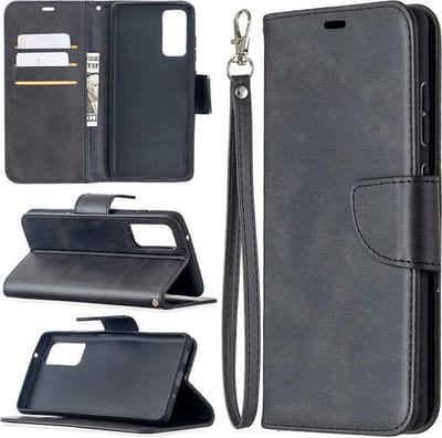 MobyDefend Hoesje - Geschikt voor Samsung Galaxy S20 FE - Wallet Book Case Met Koord - Zwart