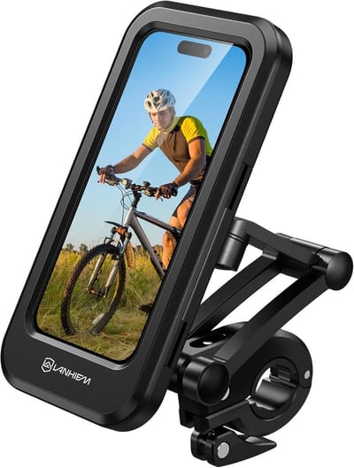 Telefoonhouder voor Motorfiets universeel - Waterdicht - 360° draaibaar, in hoogte verstelbaar - Touchscreen - voor iPhone, Samsung, Huawei, 4,7 inch tot 6,8 inch, zwart