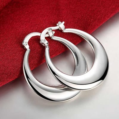 Boucles d'oreilles créoles en forme de U en argent 925 pour femmes, bijoux européens tendance, vente en gros gray