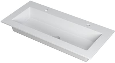INK Kraft Wastafel Enkele Bak 2 Kraangaten - 1000x450x10 mm - Mat Wit