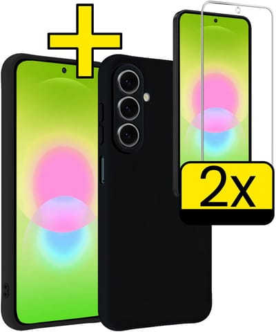 Hoesje - Met 2x Screenprotector - Geschikt voor Samsung Galaxy A27 - Sterk & Shockproof - Back Cover - Siliconen Case - Telefoon Hoes - Telefoonhoesjes - Zwart