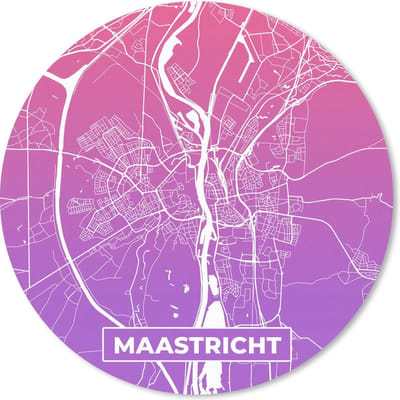 Muismat rond 20x20 cm - Mousepad Stadskaart - Maastricht - Nederland - Paars - Ronde muismatten