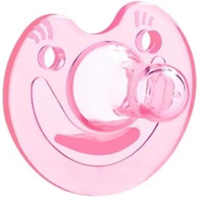 Pasgeboren baby in slaap sussen met een speentje dat lijkt op moedermelk, met een zacht siliconen speentje en een rond hoofdje om eten te voorkomen