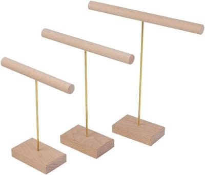 Sieraden Displayrek - Juwelier Organizer - Sieraden Tonen - Creatief T-ontwerp - Houten Structuur - Natuurlijk Hout